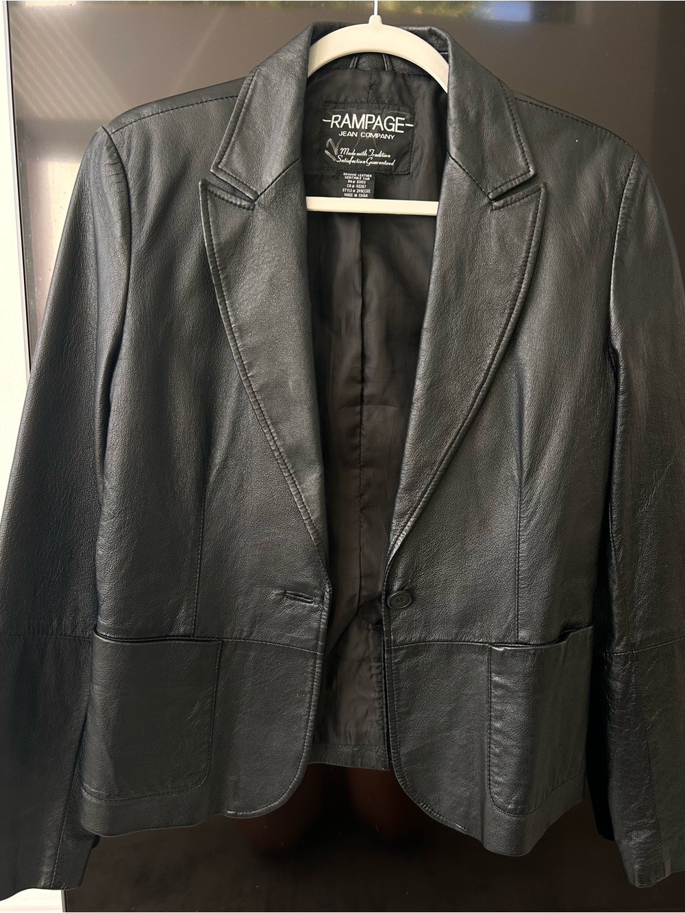 Rampage Black Leather Blazer Jacket - Women's Tailored Style
